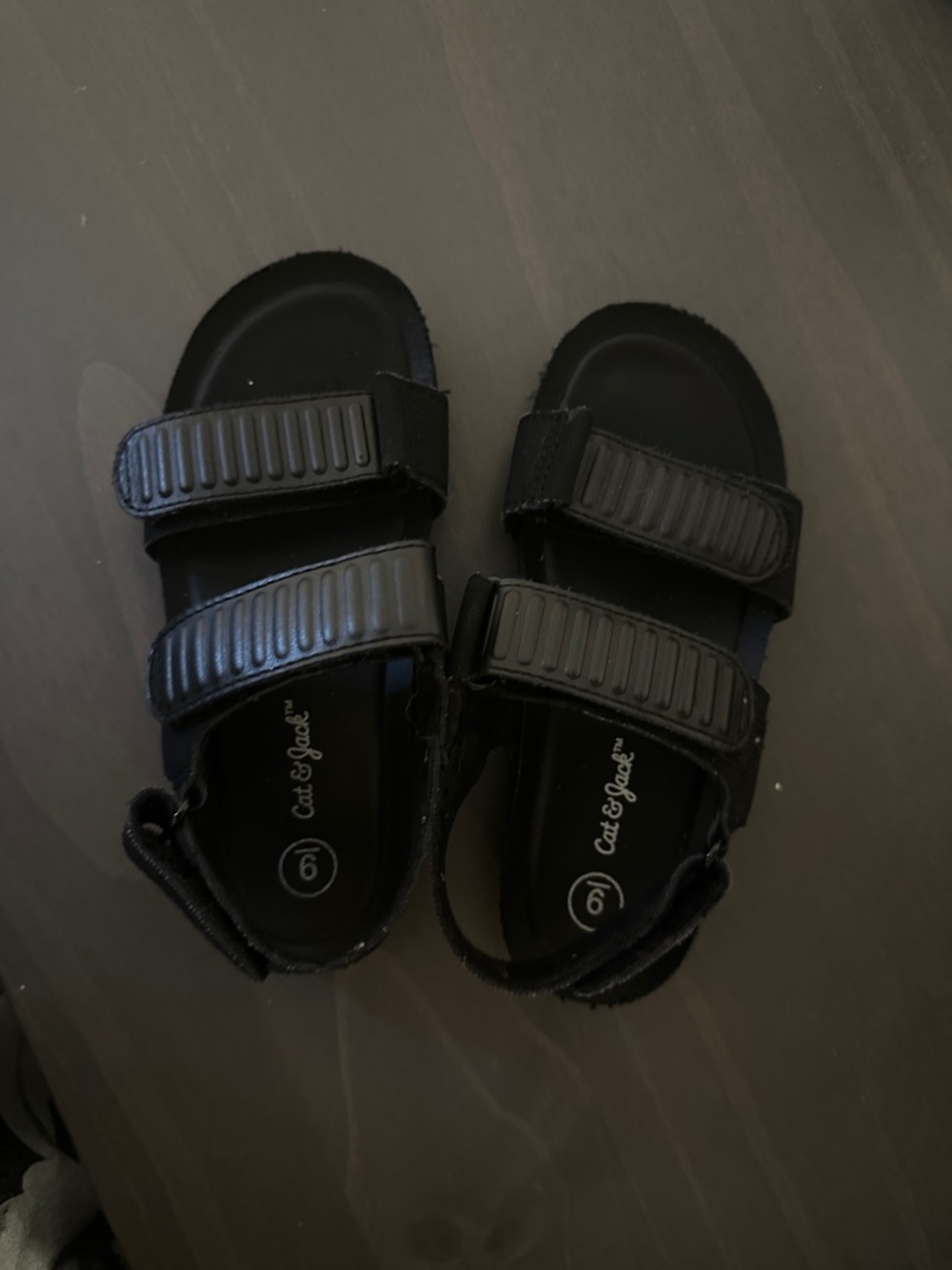 Cat & Jack Black Kids' Double Strap Velcro Sandals